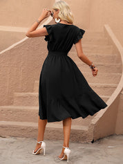 Kotty Flutter Sleeves Wrap Dress