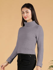 Kotty Women Turtle Neck Crop Pullover