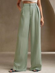 Kotty Women Relaxed Straight Leg High-Rise Pleated Trousers