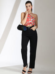 Kotty Tribal Print Halter Neck Crop Top