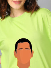 Kotty Women Graphic Printed Round Neck Cotton Oversized T-shirt