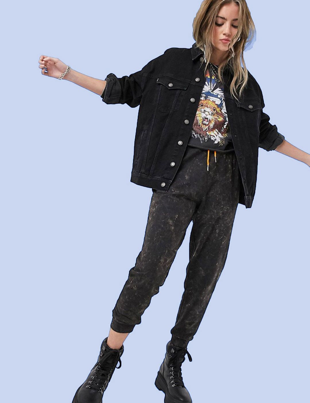 Kotty Women Spread Collar Solid Cotton Casual Denim Jacket