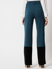 Kotty Women Colourblocked  Regular Fit High-Rise Easy Wash Trousers
