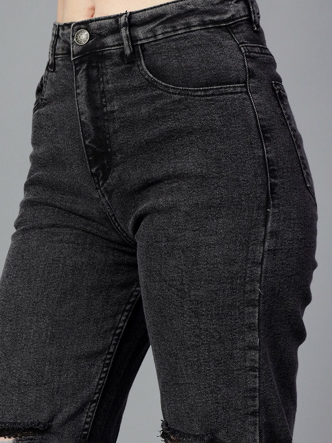 Kotty Women High-Rise Slash Knee Cotton Stretchable Jeans