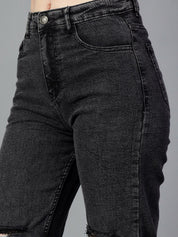 Kotty Women High-Rise Slash Knee Cotton Stretchable Jeans