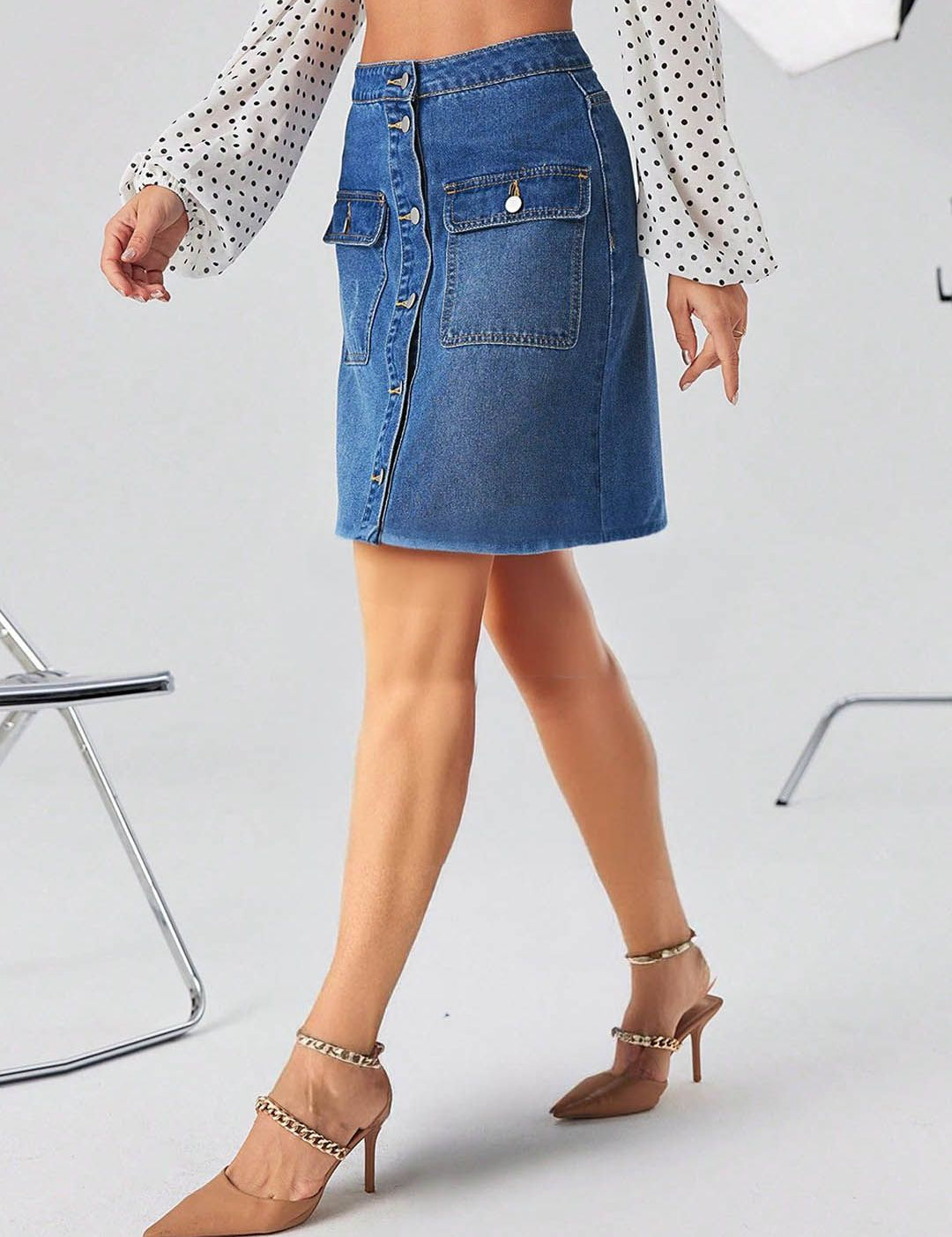 Kotty A-Line Above Knee Blue Skirt