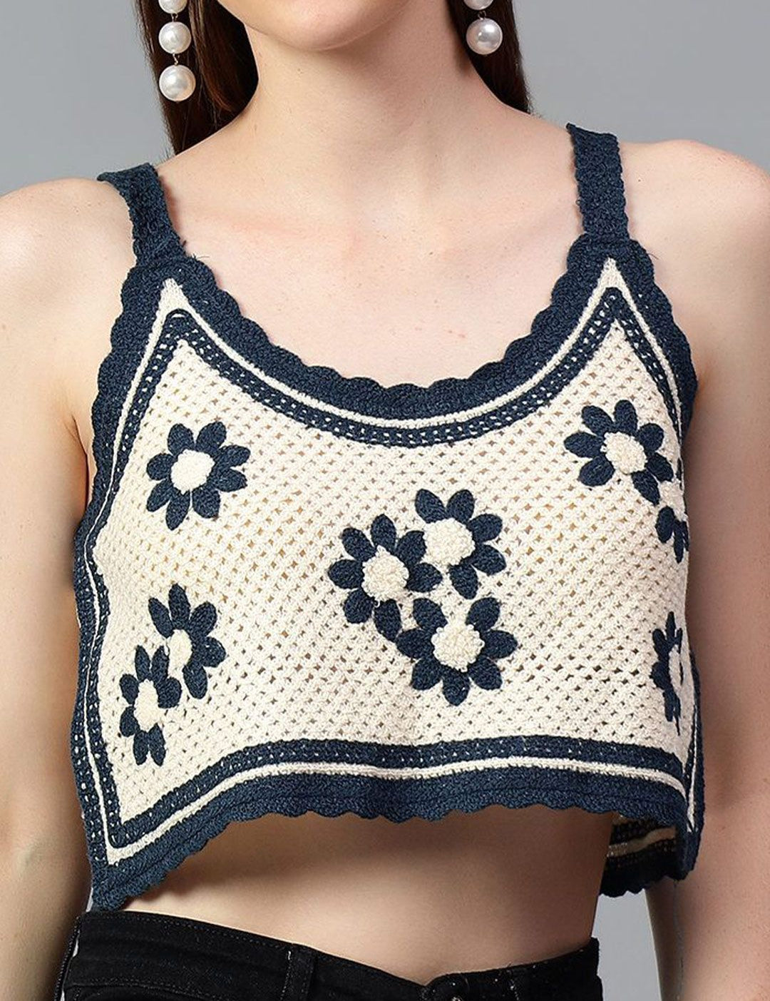 Kotty Women Self Design Scoop Neck Cotton Top