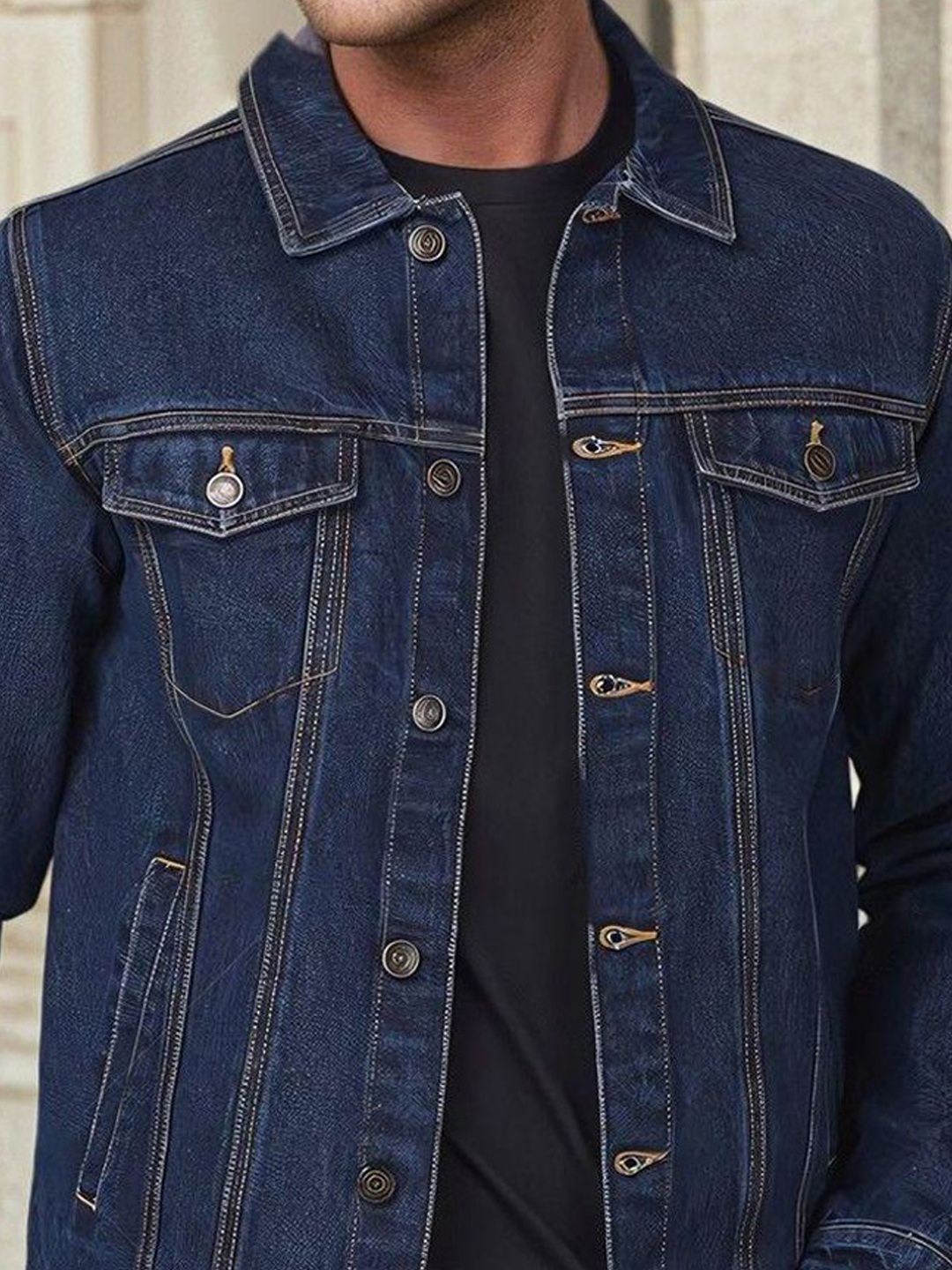 Kotty Men Solid Denim Jacket