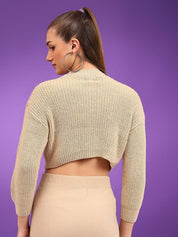 Kotty Women Cable Knit Crop Pullover Sweater
