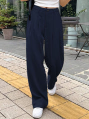 Kotty Women Relaxed Straight Leg High-Rise Pleated Trousers