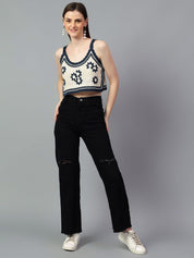 Kotty Women Self Design Scoop Neck Cotton Top