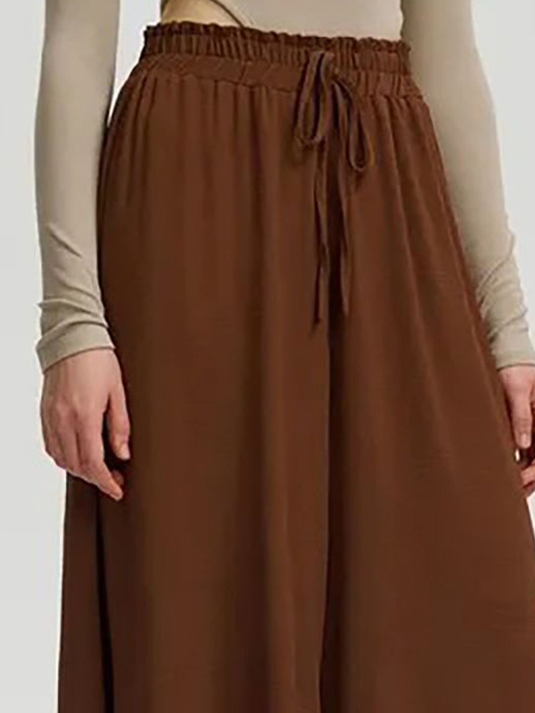 Kotty Women High-Rise Easy Wash Loose-Fit Pleated Wide Leg Trousers