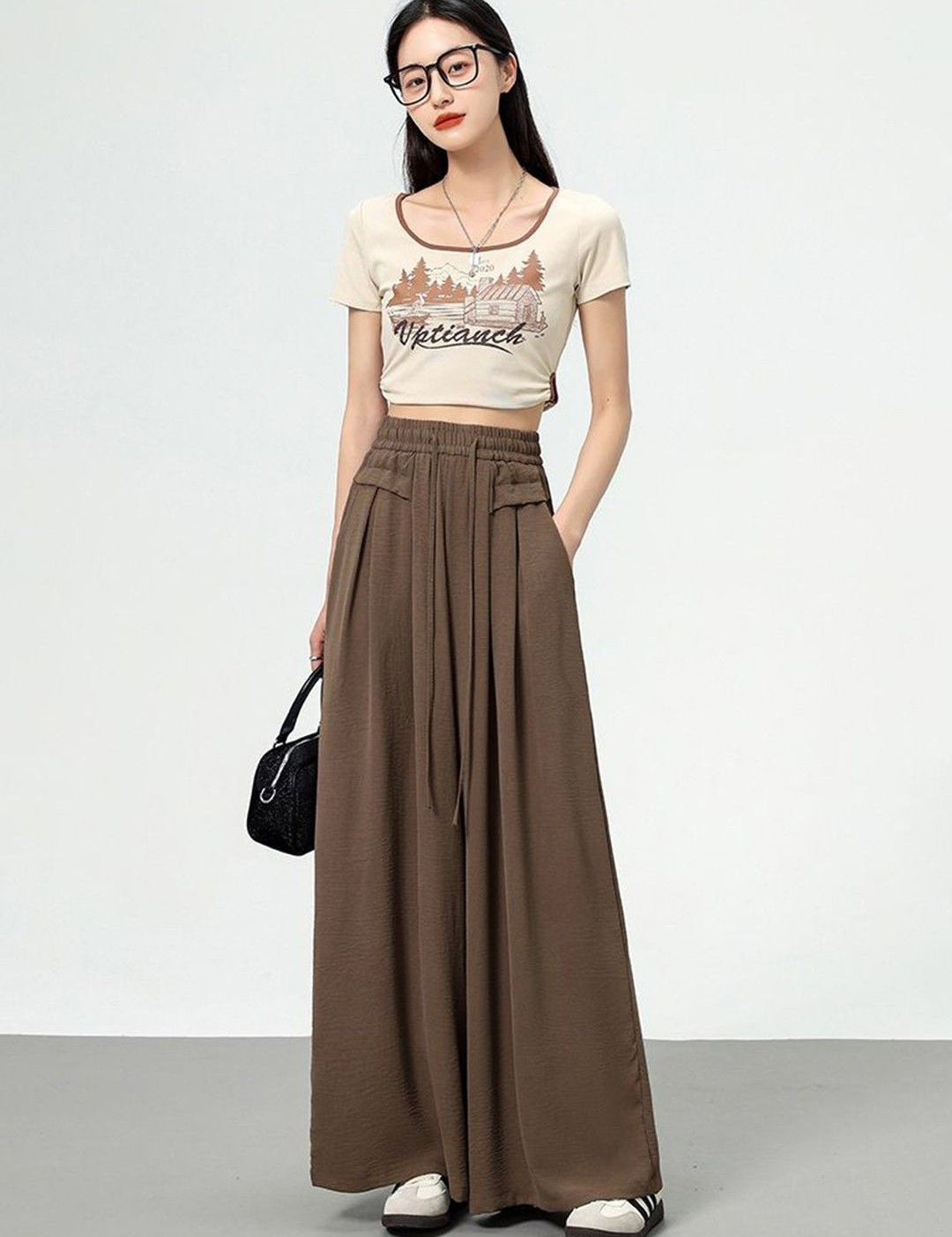 Kotty Women Relaxed Straight Leg High-Rise Pleated Wide Leg Trousers