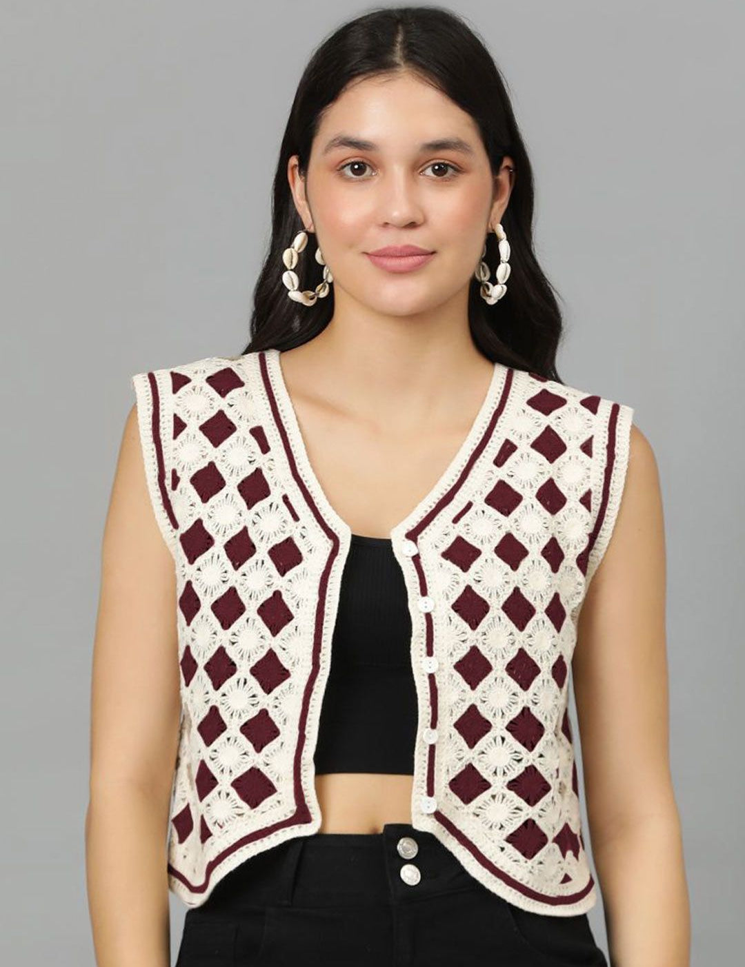 Kotty Women Self Design V-Neck Cotton Top