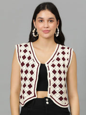 Kotty Women Self Design V-Neck Cotton Top