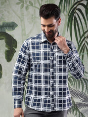 Kotty Men Spread Collar Checked Casual Shirt