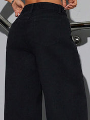 Kotty Women Jean Wide Leg High-Rise Stretchable Cotton Jeans