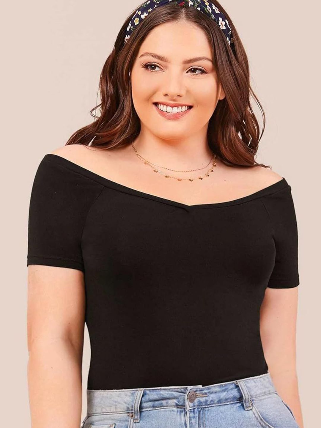 KOTTY Women Off-Shoulder Short Sleeve Top
