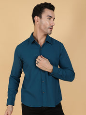 Kotty Men Relaxed Spread Collar Textured Casual Shirt