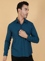 Kotty Men Relaxed Spread Collar Textured Casual Shirt
