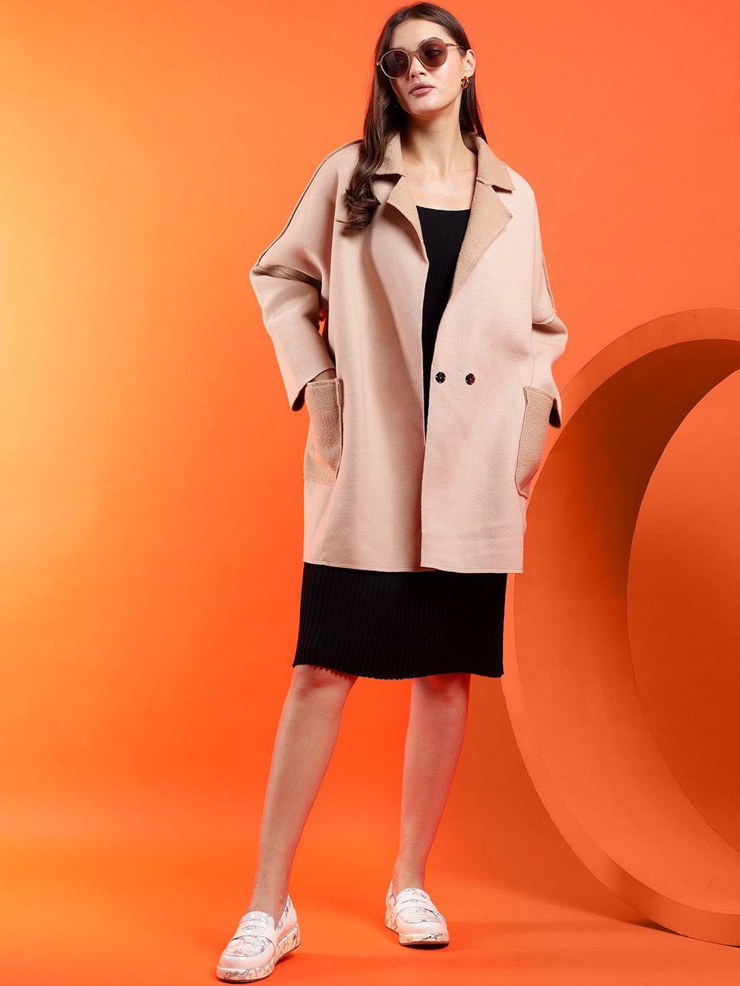 Kotty Women Notched Lapel Longline Overcoat