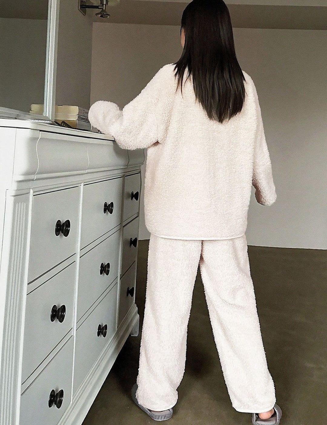 Kotty Women Shirt Collar Warm and Comfortable Pajama Suit