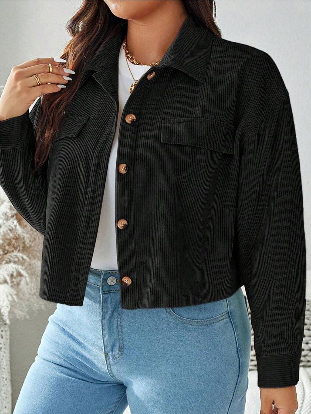 CURVE BY KOTTY Women Solid Spread Collar Regular Fit Casual Shirt