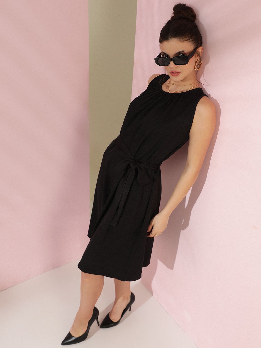 Kotty Women Solid Sleeveless Fit & Flare Dress