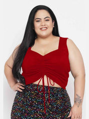 KOTTY Women Plus Size Sweetheart Neck Solid  Top