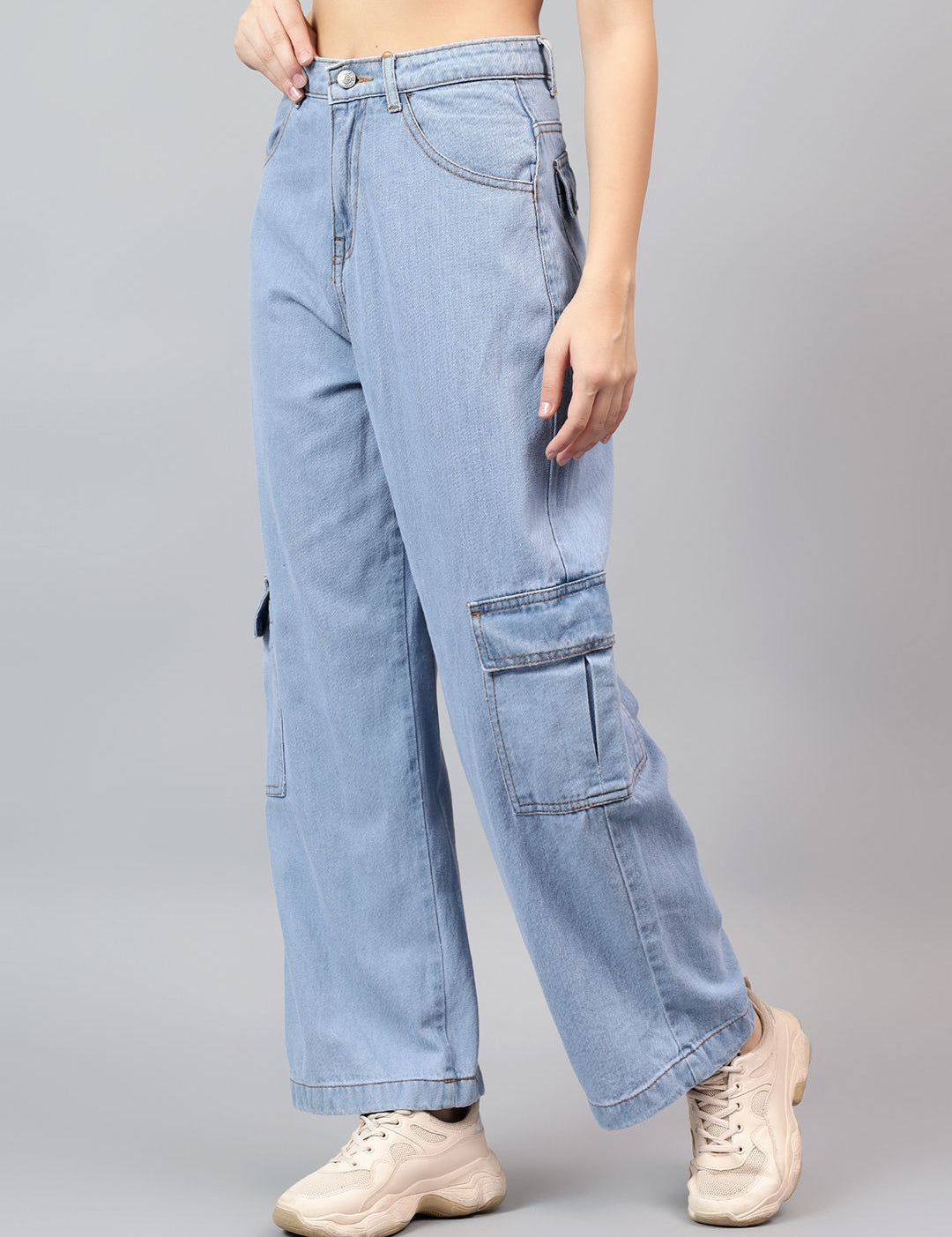 Kotty Women Straight Fit High-Rise Stretchable Cotton Jeans