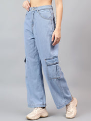 Kotty Women Straight Fit High-Rise Stretchable Cotton Jeans