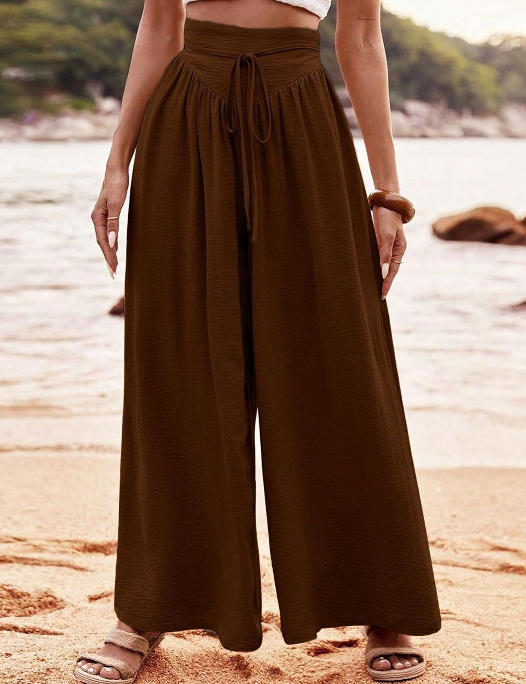Kotty Women Relaxed Straight Leg High-Rise Pleated Wide Leg Trousers
