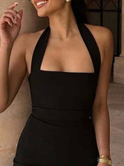 Kotty Women Halter Neck Bodycon Midi Dress