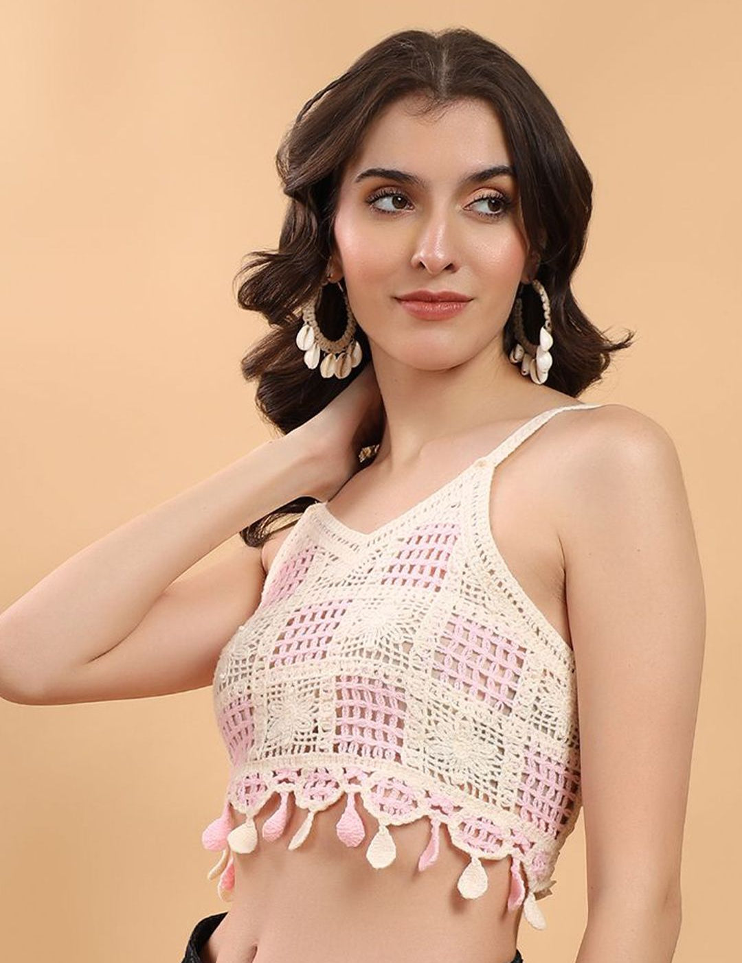 Kotty Embellished Print Cotton Crop Top