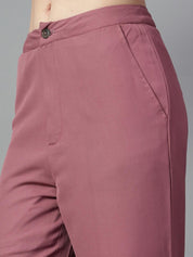 Kotty Purple V-Neck Long Sleeves Coat & Trouser