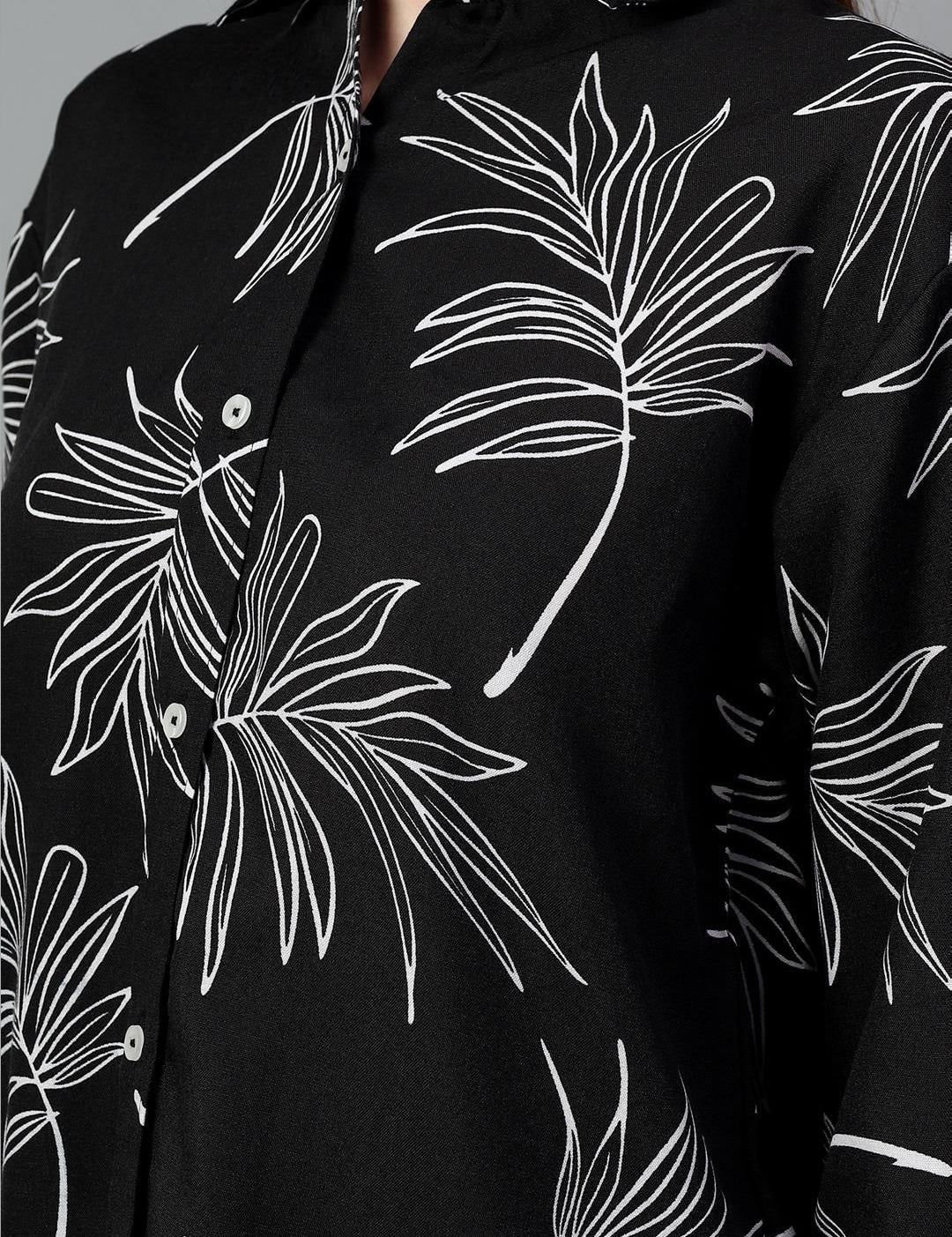 Kotty Women Comfort Spread Collar Floral Printed Cotton Oversized Casual Shirt