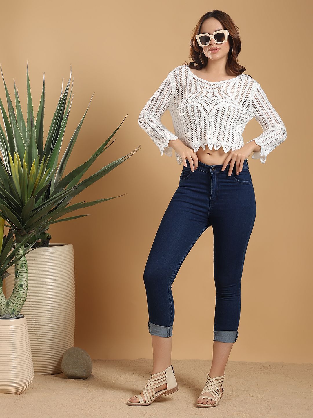 Kotty  Women Self Design Cotton Top