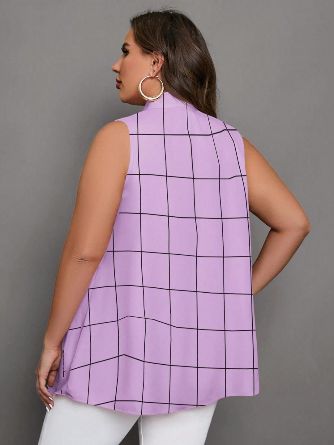 KOTTY Women Checked Tie-Up Neck Top