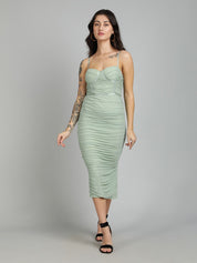 Kotty Women Ruched Bodycon Midi Dress