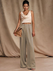 Kotty Women Cotton Relaxed Straight Leg Straight Fit High-Rise Easy Wash Formal Trousers