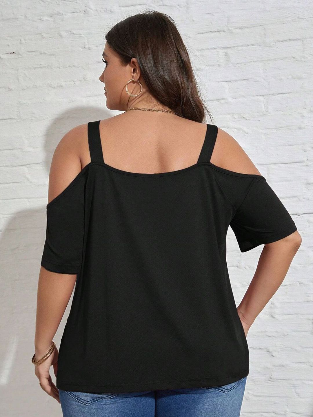KOTTY Sweetheart Neck Cold-Shoulder Crepe Top