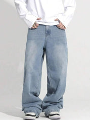 Kotty Men Wide Leg Low-Rise Light Fade Stretchable Jeans