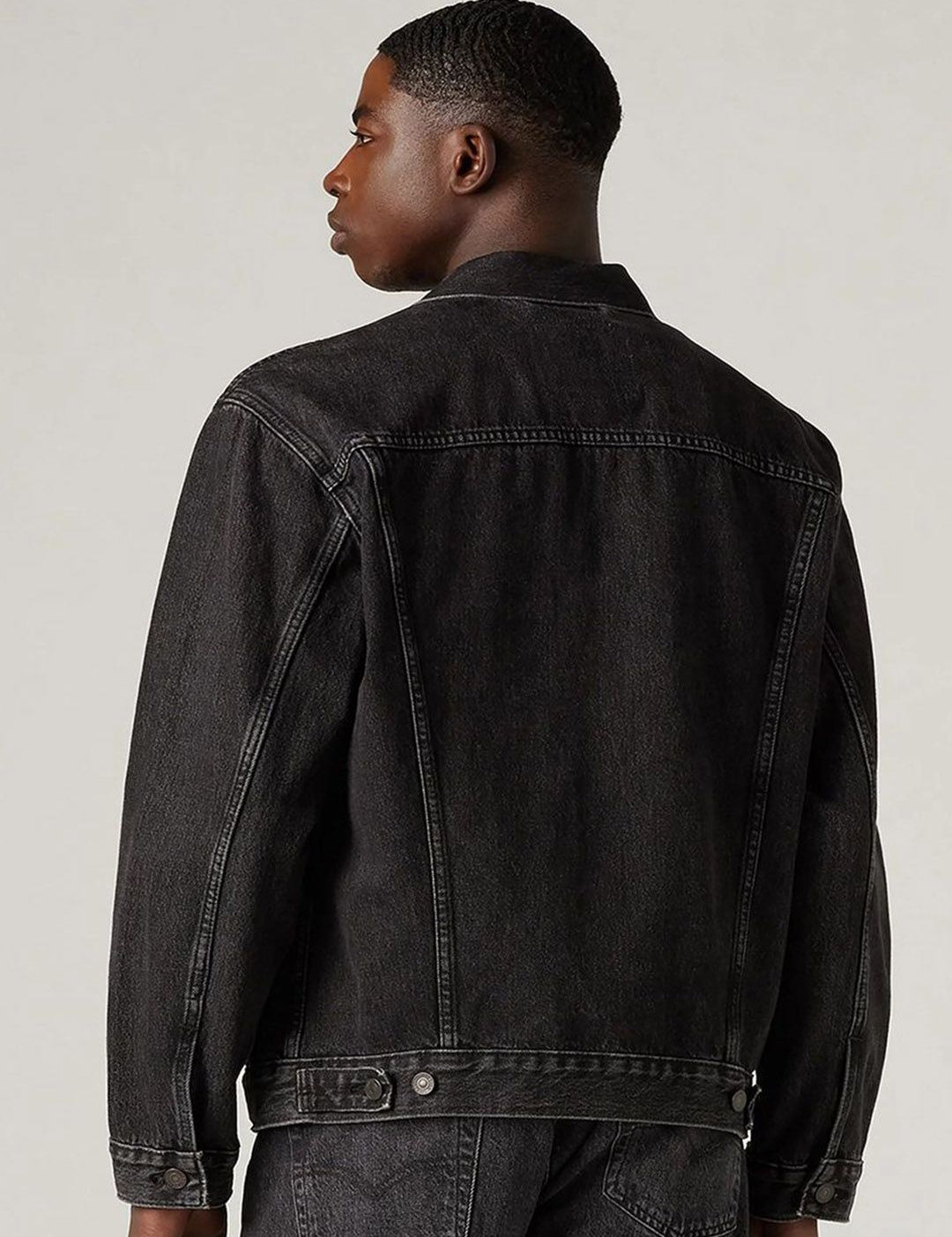 Kotty Men Spread Collar Solid Denim Jacket