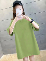 Kotty Round Neck Drop-Shoulder Sleeves Oversized T-shirt
