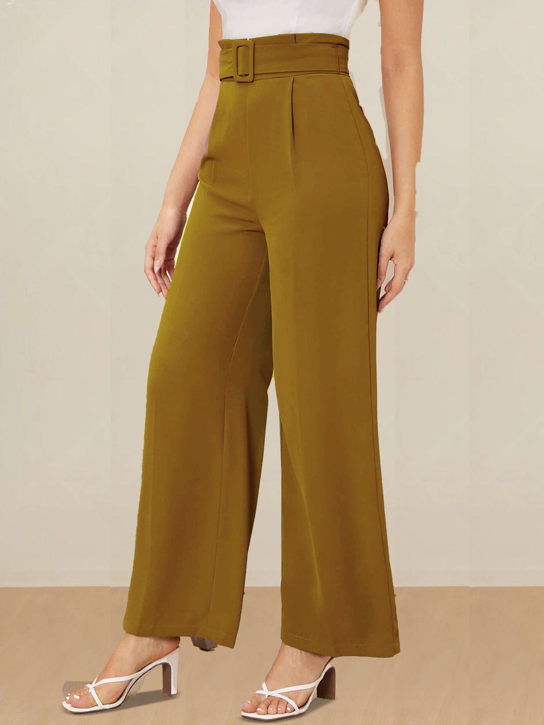 Kotty Women Straight Fit High-Rise Formal Trousers