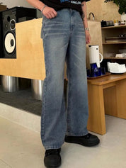 Kotty Men Wide Leg Low-Rise Light Fade Stretchable Jeans