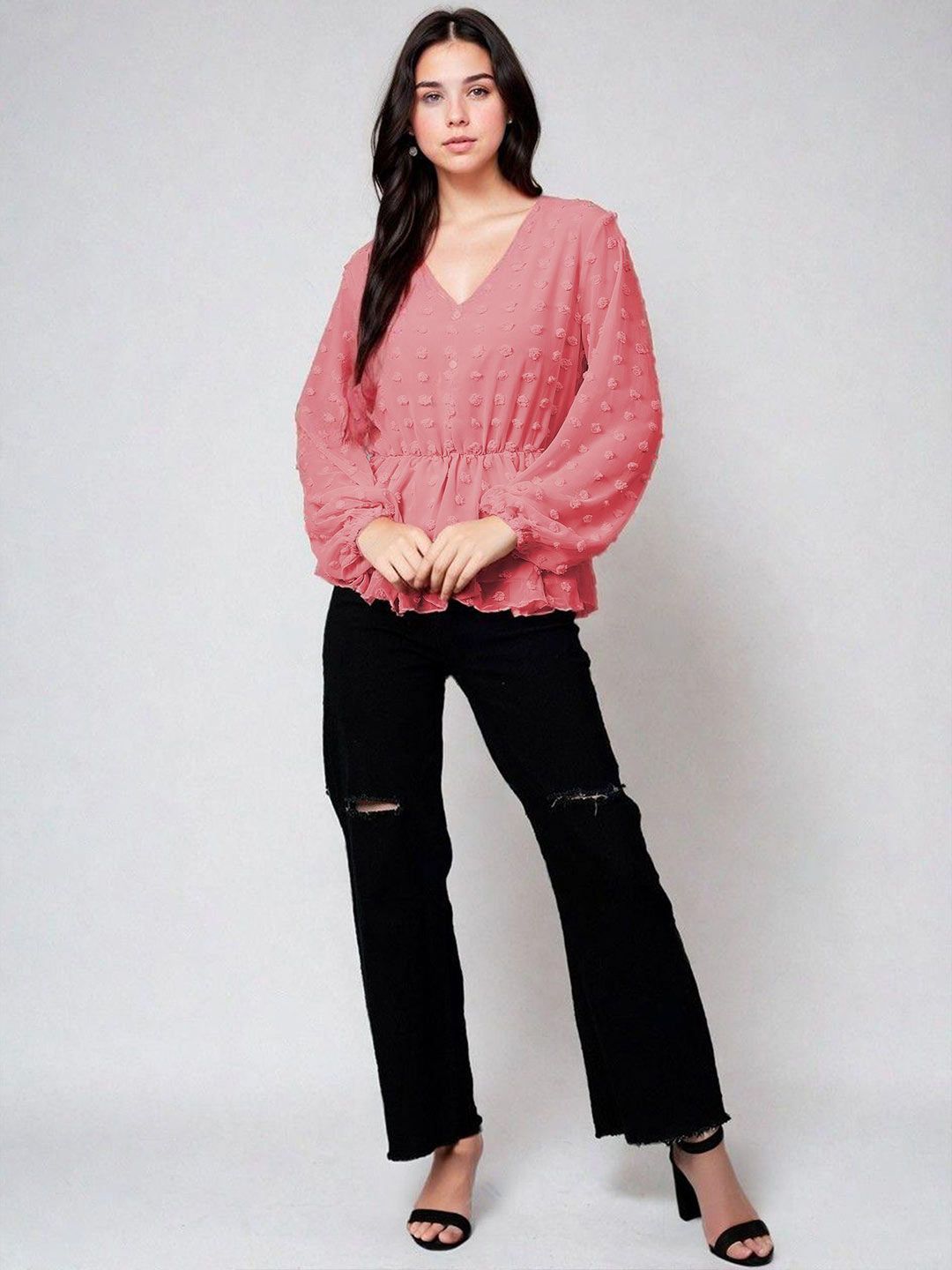 Kotty Women Solid V-Neck Top