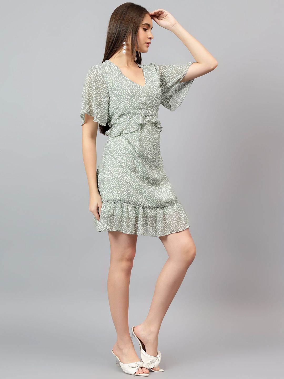 Kotty Women Animal Printed Batwing Sleeve A-Line Above Knee Dress