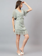 Kotty Women Animal Printed Batwing Sleeve A-Line Above Knee Dress