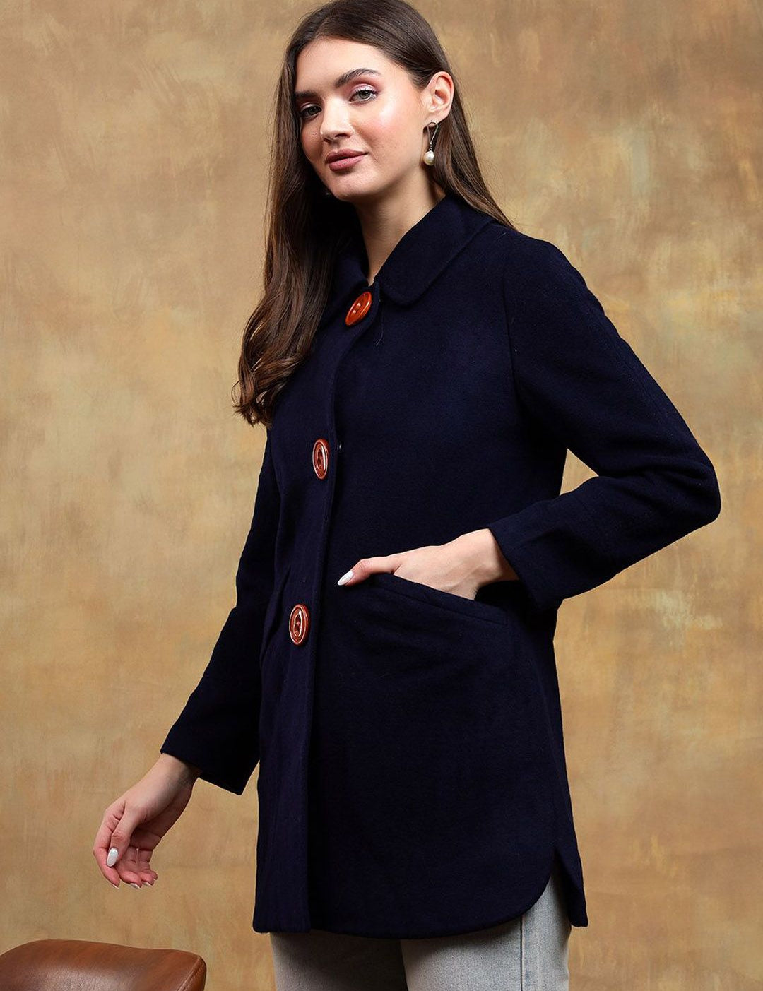 Kotty Women Spread Collar Overcoat